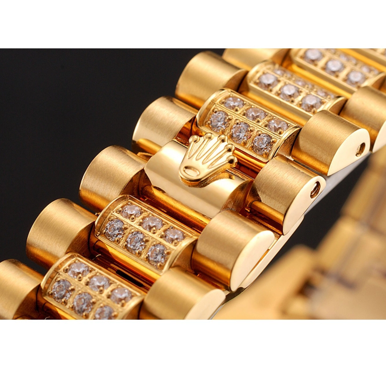 Best AAA Replica Sites Day-Date Pave Dial Swiss Diamond 1453956 Bracelet Diamond Rolex Gold 0605